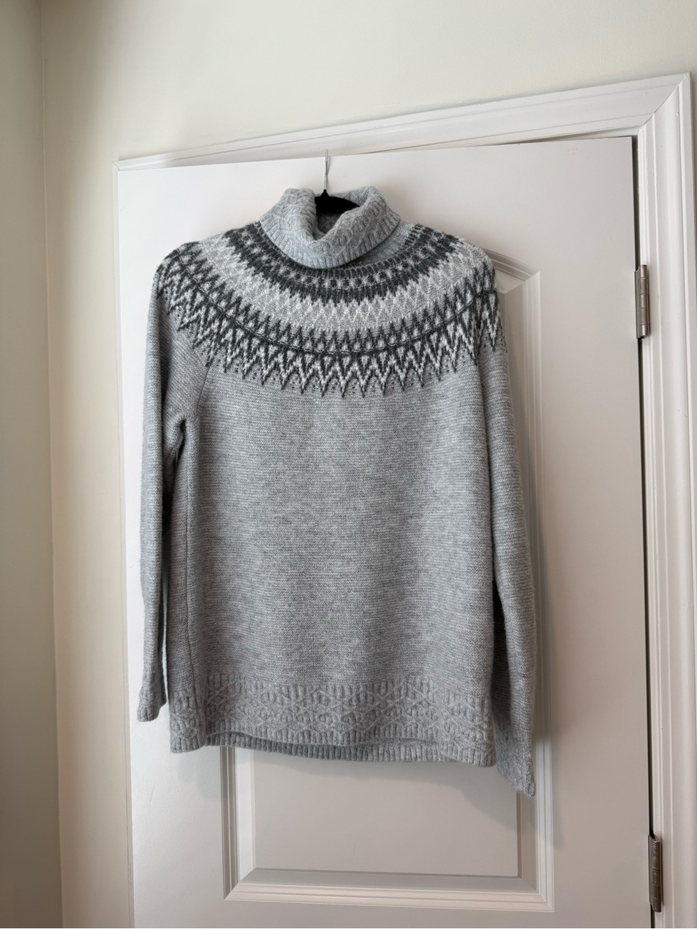 Talbots Light Gray & Charcoal Nordic Turtleneck Sweater